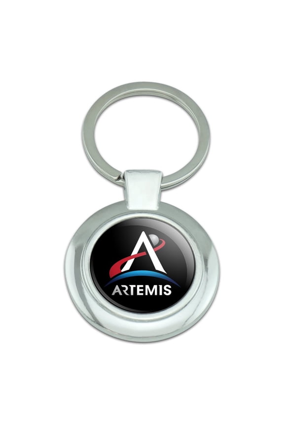 NASA Artemis Moon Logo Keychain Classy Round Chrome Plated Metal
