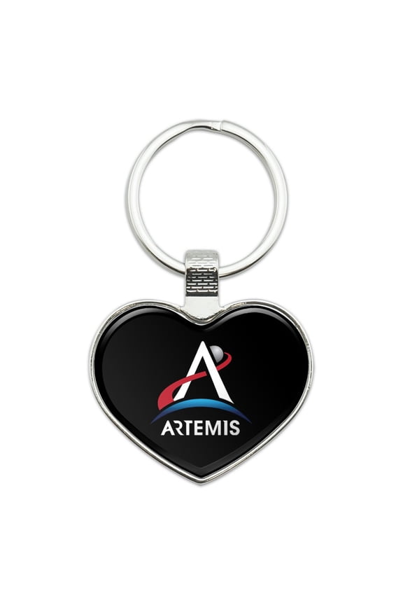NASA Artemis Moon Logo Keychain Heart Love Metal Key Chain Ring