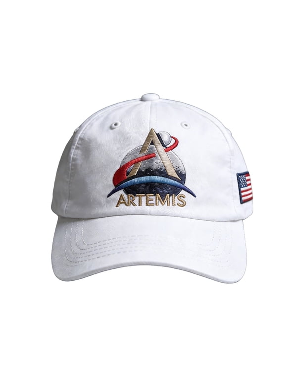 NASA Artemis Moon Mission Embroidered Baseball Cap, Classic Low-Profile Dad Hat, Adjustable Cotton Cap for Men & Women (White, One Size)