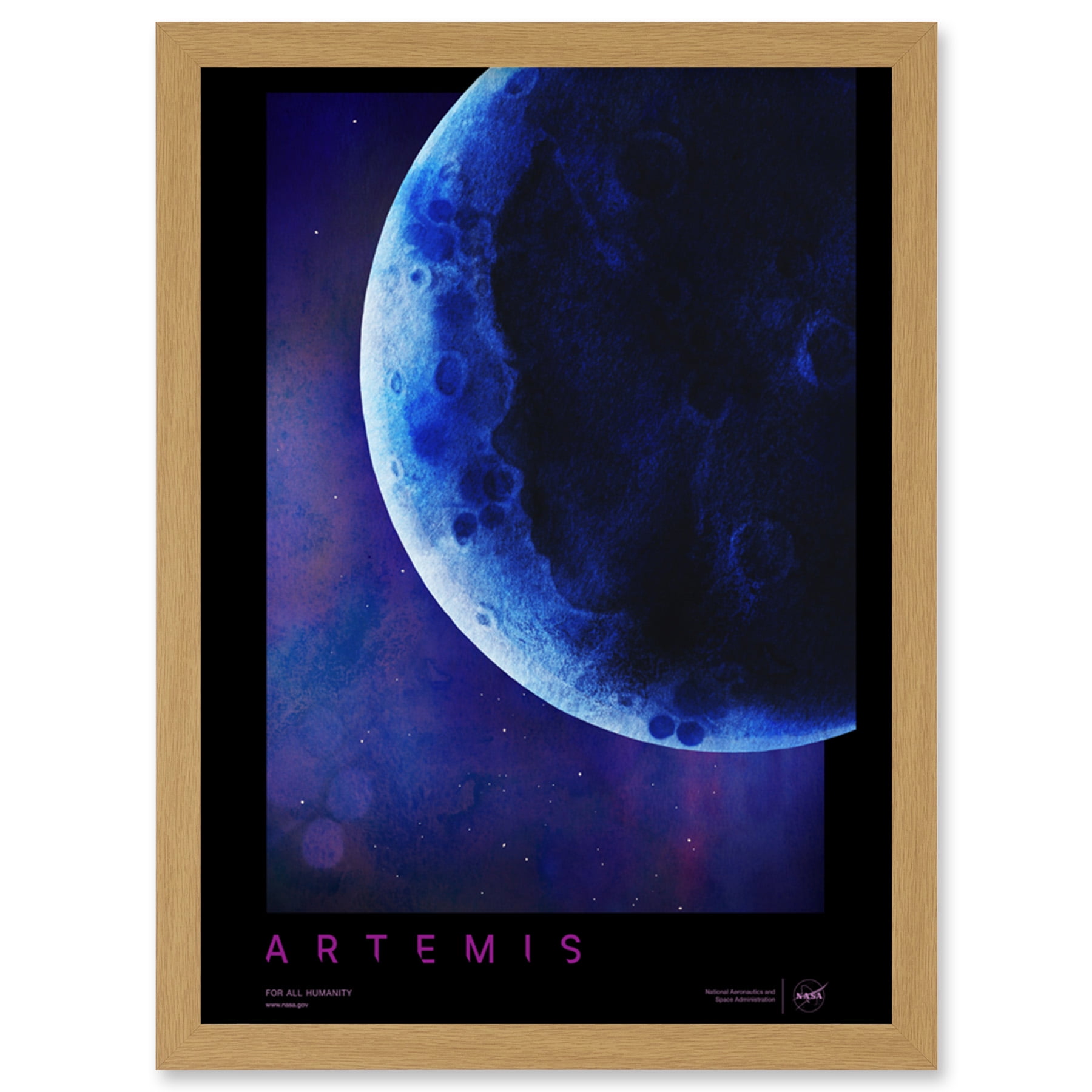 NASA Artemis Moon Mission Galvanizing Lunar Space Travel Destination Poster  Artwork Framed Wall Art Print A4 