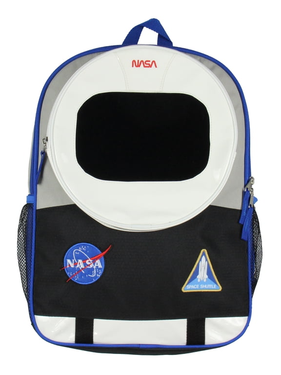 NASA Astronaut 16" Backpack Space Shuttle Meatball Patches Travel School Book Bag For Daily Use