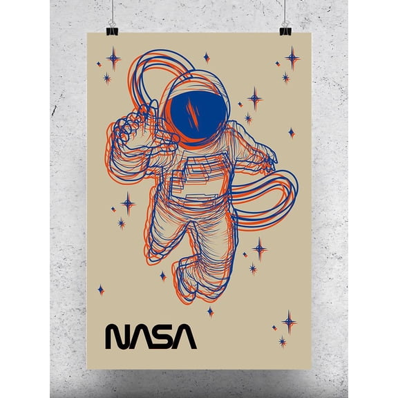 NASA Astronaut And Stars Poster - NASA Designs,