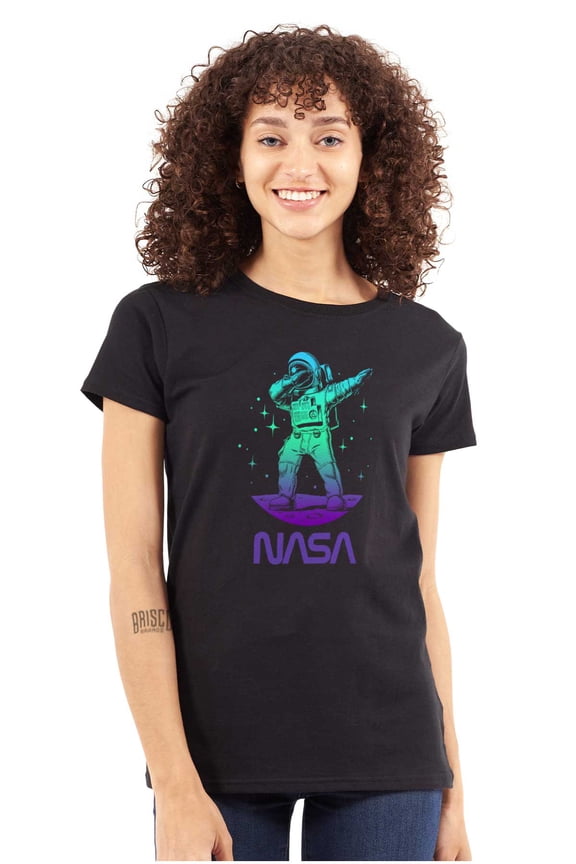 Astronaut Dab on the Moon Funny Women's T Shirt Ladies Tee Brisco Brands L