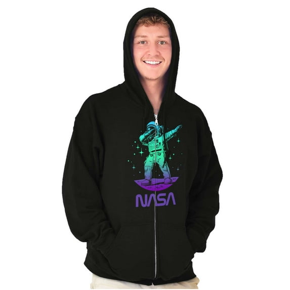 NASA Astronaut Dab on the Moon Funny Zip Up Hoodie Men's Women's Brisco Brands S