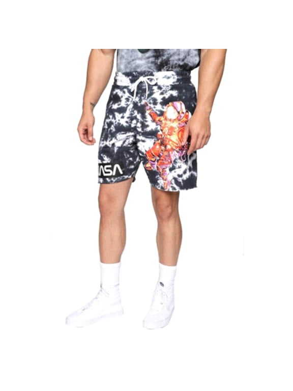 NASA Astronaut Spaceman Men's Black & White Tie Dye Shorts - (3XL)