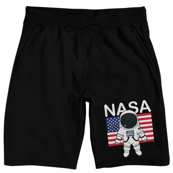 NASA Astronaut USA Men's Black Sleep Pajama Shorts-Large