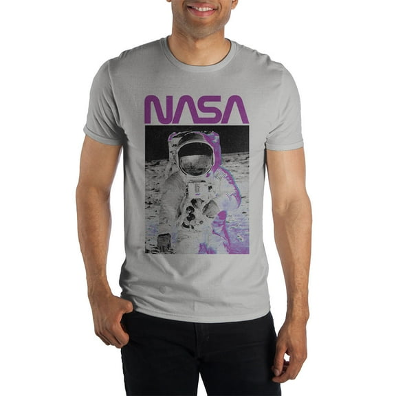 NASA Astronaut Walk On The Moon Men's Gray T-Shirt-Small