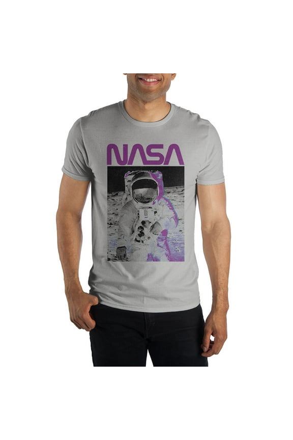 NASA Astronaut Walk On The Moon Men's Gray T-Shirt-Small