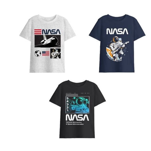 NASA Astronauts Boy’s 3-Pack Crew Neck Short Sleeve T-shirt Set-6