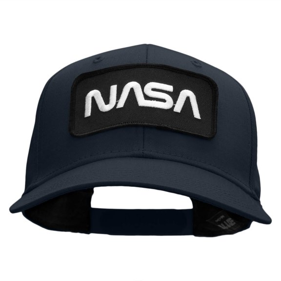 NASA Black and White Logo Embroidered Patched Solid Twill Cap - Navy OSFM