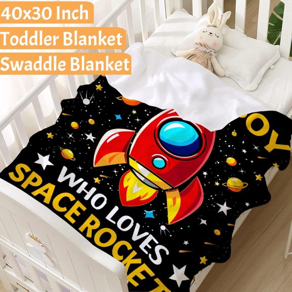 NASA Blanket for Kids Adults Teens Just A Boy Who Loves Space Rockets Blanket for Space Gifts,Soft and Plush Perfect for Sofa,Travel,Nursery,Birthday or Christmas (40" L X 30" W)