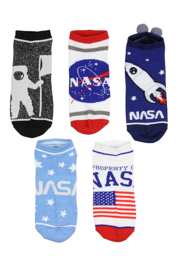 NASA Buzz Aldrin Family Foundation Mens And Womens 5 Pack Ankle Socks