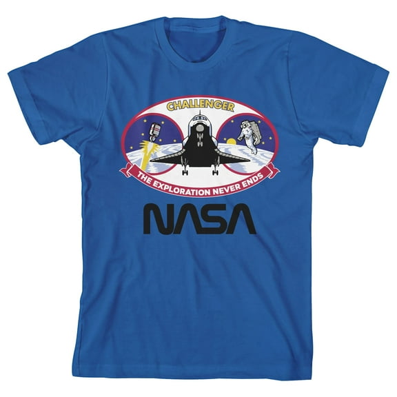 NASA Challenger Youth Boys Blue T-shirt-Medium