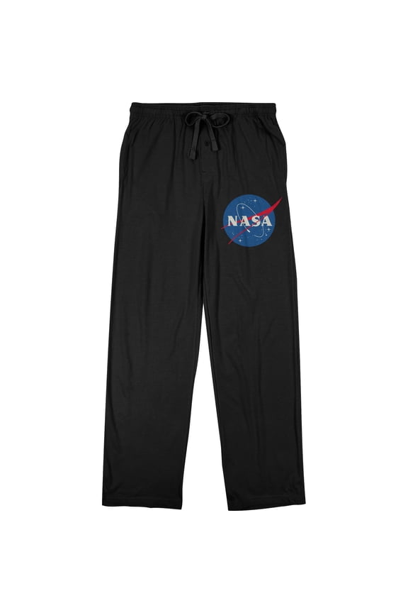 NASA Classic Logo Men's Black Graphic Sleep Pajama Pants-Large
