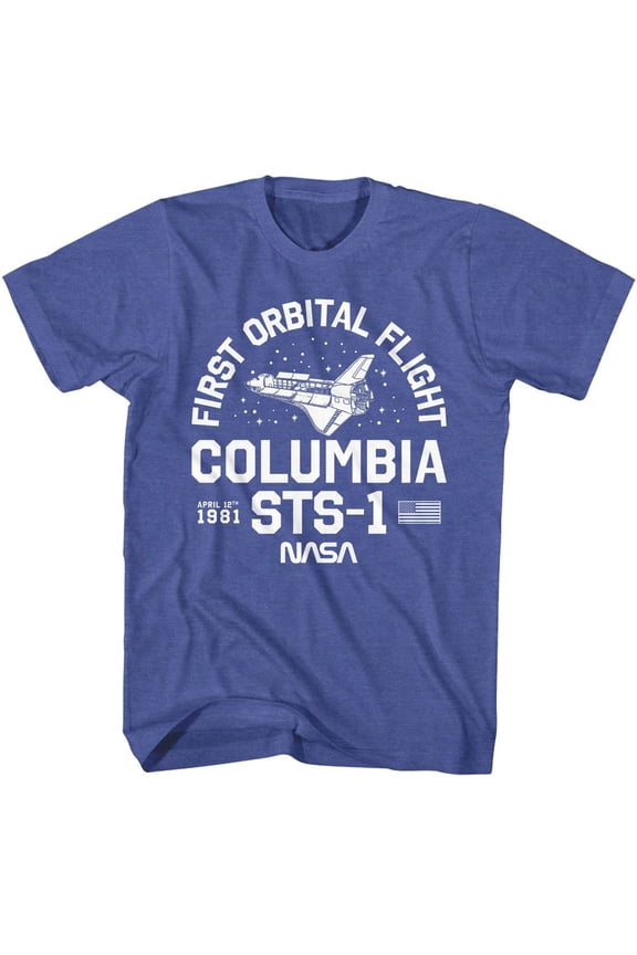 NASA Columbia Sts 1 Royal Heather Adult S/S Tshirt Xl