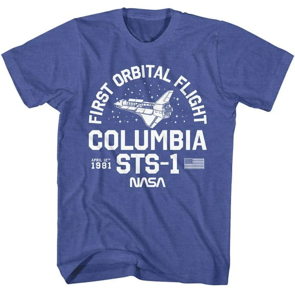 NASA Columbia Sts 1 Royal Heather Adult T-Shirt