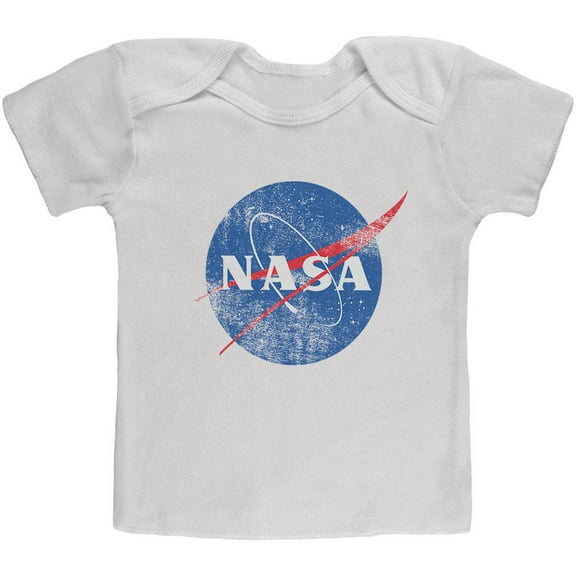 NASA Distressed Logo Baby T Shirt White 12 Month