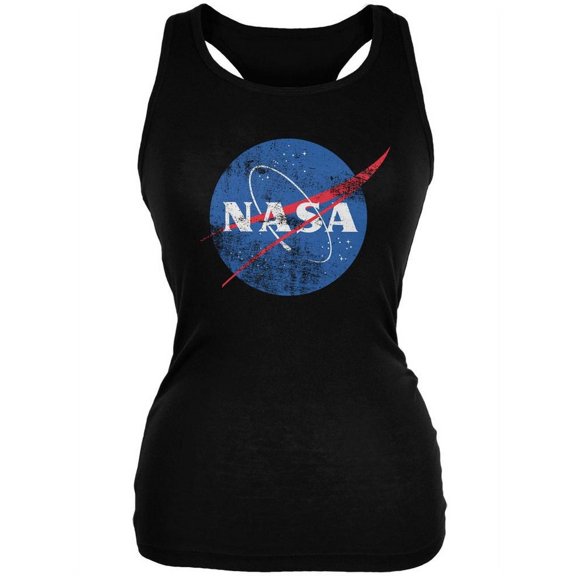 NASA Distressed Logo Black Juniors Soft Tank Top - Small