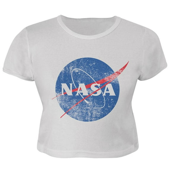 NASA Distressed Logo Juniors Crop Top T-Shirt