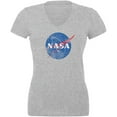 thumbnail image 1 of NASA Distressed Logo Juniors V-Neck T Shirt Heather X-LG, 1 of 1