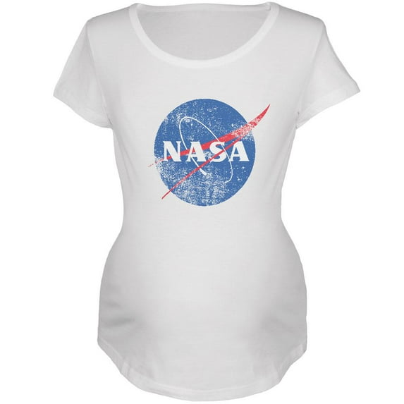 NASA Distressed Logo Maternity Soft T Shirt White 2XL
