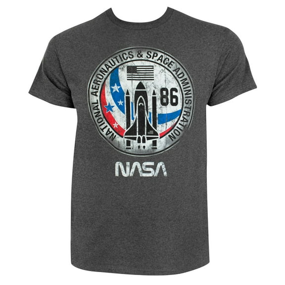 NASA Distressed Logo Men's Grey T-Shirt-Medium