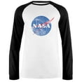 thumbnail image 1 of NASA Distressed Logo Mens Long Sleeve Raglan T Shirt White-Navy LG, 1 of 1