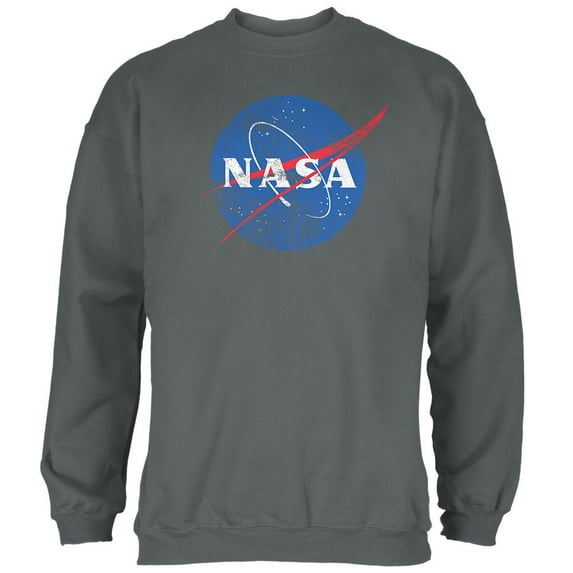 NASA Distressed Logo Mens Sweatshirt Charcoal SM