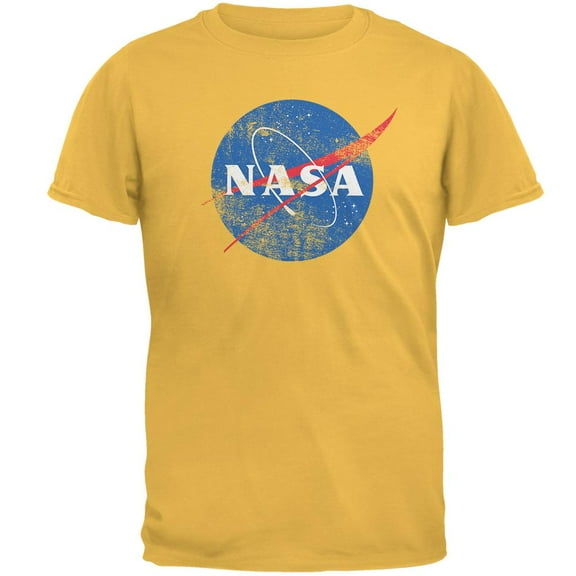 NASA Distressed Logo Mens T Shirt Honey SM