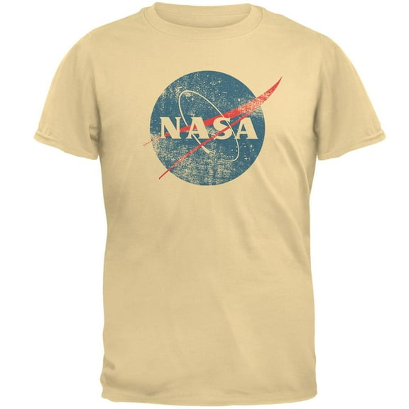 NASA Distressed Logo Mens T Shirt Yellow Haze MD