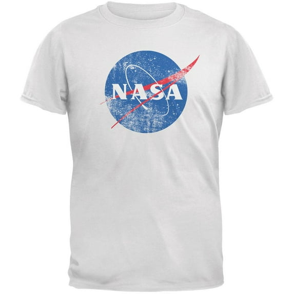 NASA Distressed Logo White Adult T-Shirt - X-Large