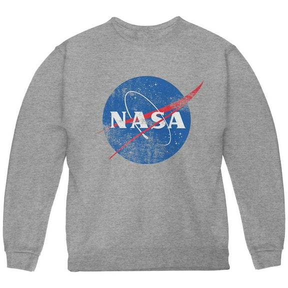 NASA Distressed Logo Youth Sweatshirt Sport Grey YLG