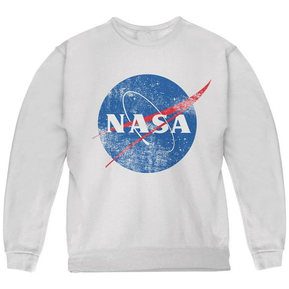 NASA Distressed Logo Youth Sweatshirt White YMD