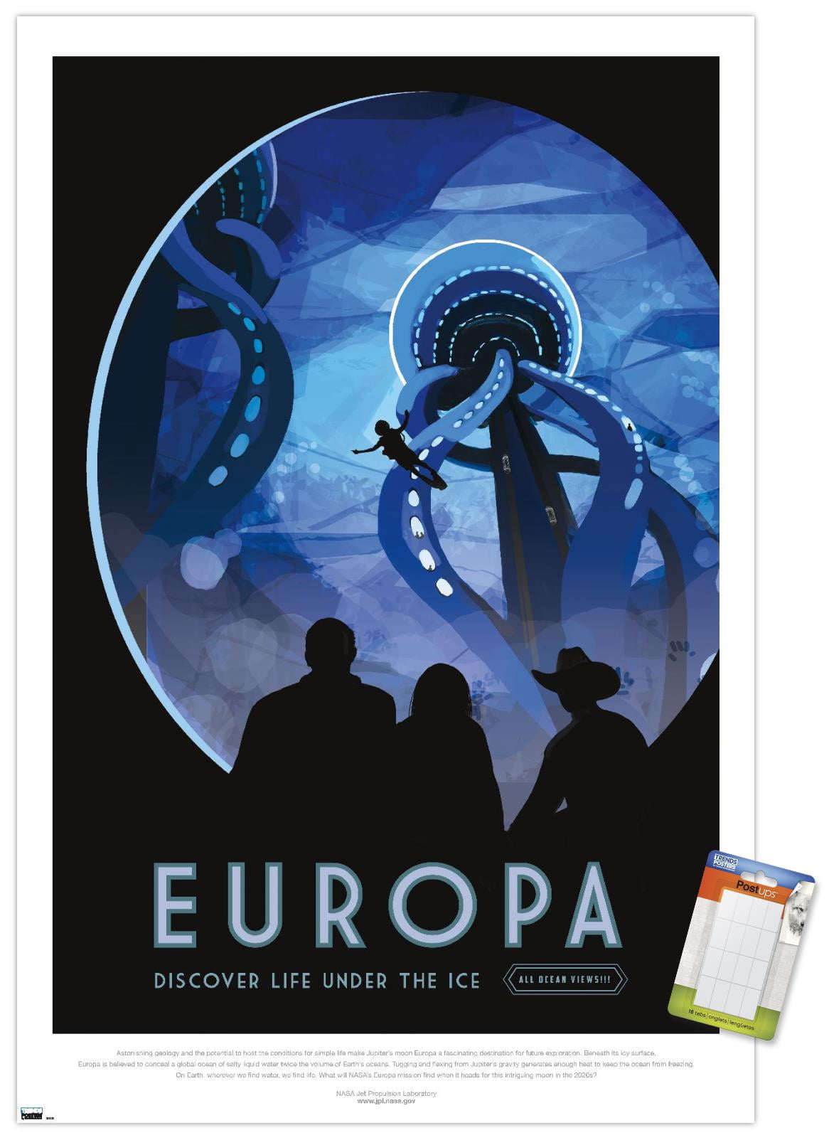 NASA - Europa Travel Poster Wall Poster, 14.725" x 22.375"