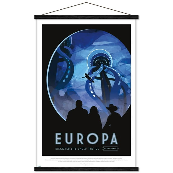 NASA - Europa Travel Poster Wall Poster with Magnetic Frame, 22.375" x 34"