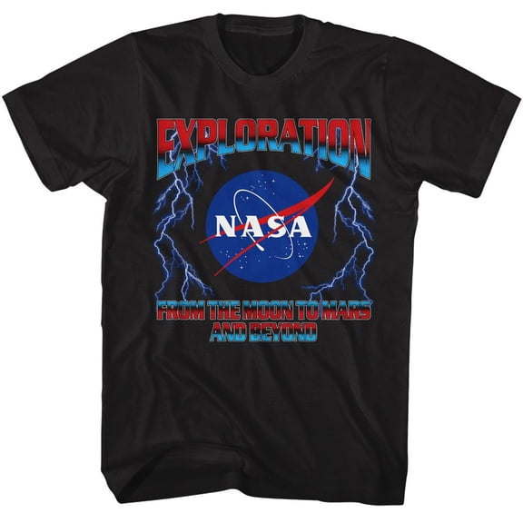 NASA Exploration Lightning Black Adult T-Shirt