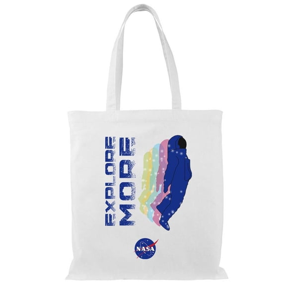 NASA Explore More Grunge Astronaut Tote Bag - NASA Designs, One Size Cotton Canvas Tote Bag