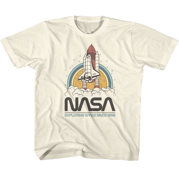 NASA Exploring Space Circles Natural Youth T-Shirt Xs (5-6)