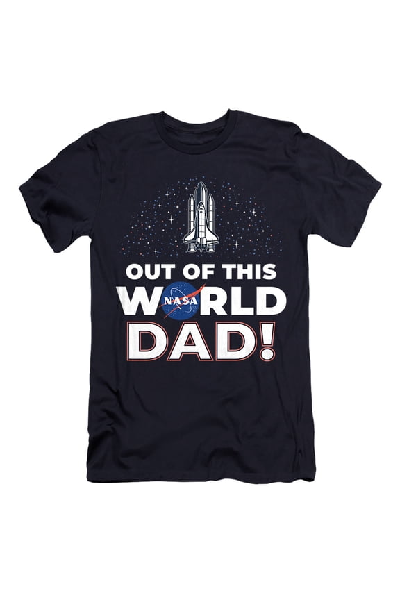 NASA Father's Day Out of This World Dad Unisex Adult Canvas Brand T Shirt, Navy, Large