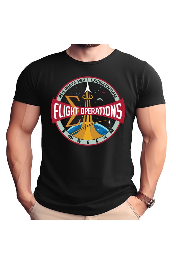 NASA Flight Operations Logo Current Era T-Shirt-Small