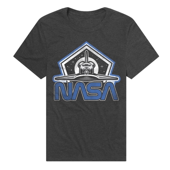 NASA Forward Retro Shuttle Unisex Adult Heathered Premium T Shirt (Large) Charcoal