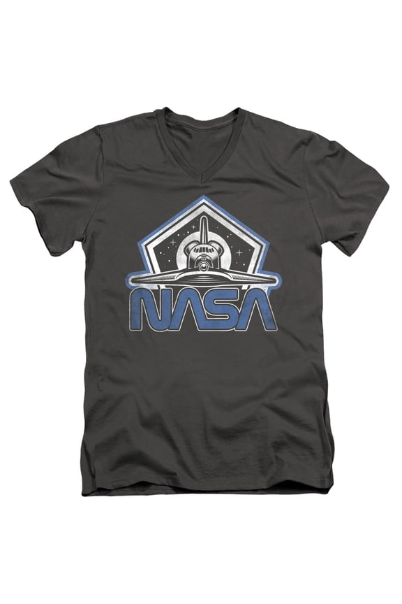 Forward Retro Shuttle Unisex Adult V-Neck T Shirt (2X-Large) Charcoal