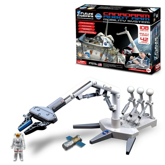 NASA Future Explorers - Canadarm Robot Arm Mobility System. Build & Learn STEM Education & Interactive Space Exploration For Kids. With Hydraulic Power & 4 Axis Of Movement!