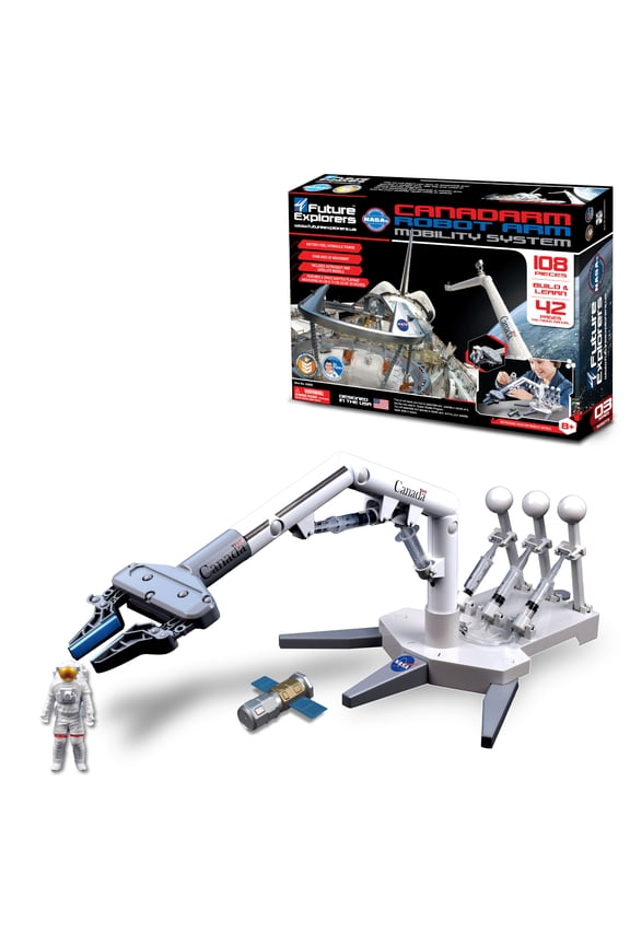 NASA Future Explorers - Canadarm Robot Arm Mobility System. Build & Learn STEM Education & Interactive Space Exploration For Kids. With Hydraulic Power & 4 Axis Of Movement!