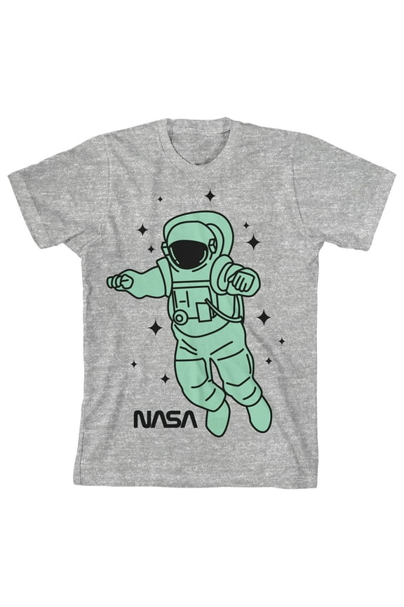 NASA Green Astronaut in Space Youth Athletic Heather Gray Tee-XL