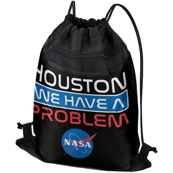 NASA Houston We Have A Problem Drawstring Backpack Sports Bag Sackpack 17" x 13", Perfect for Gym, Yoga or Practice