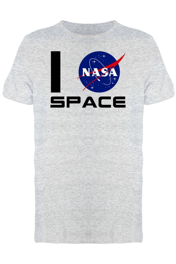 I Love Space NASA Logo Graphic Men Athletic Heather T-Shirt, Male Small