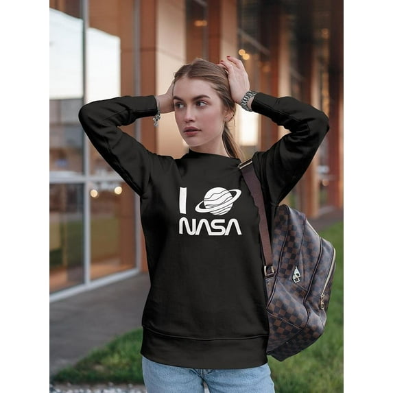 NASA I Love Space Nasa Sweatshirt Women -NASA Designs, Female Large
