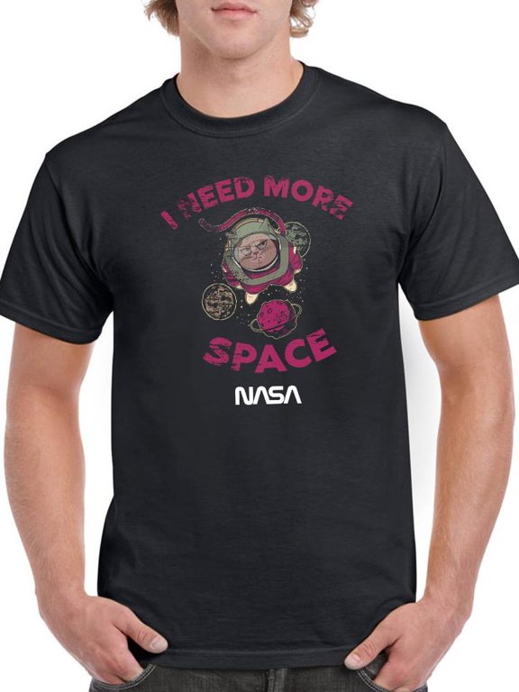 I Need More Space Astronaut Cat T-Shirt Men -NASA Designs, Male Medium