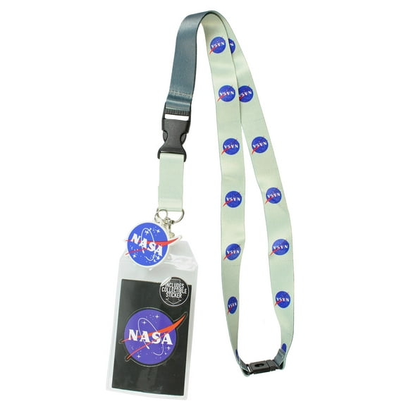 NASA ID Lanyard Badge Holder Classic Logo With 2" Rubber Charm Pendant